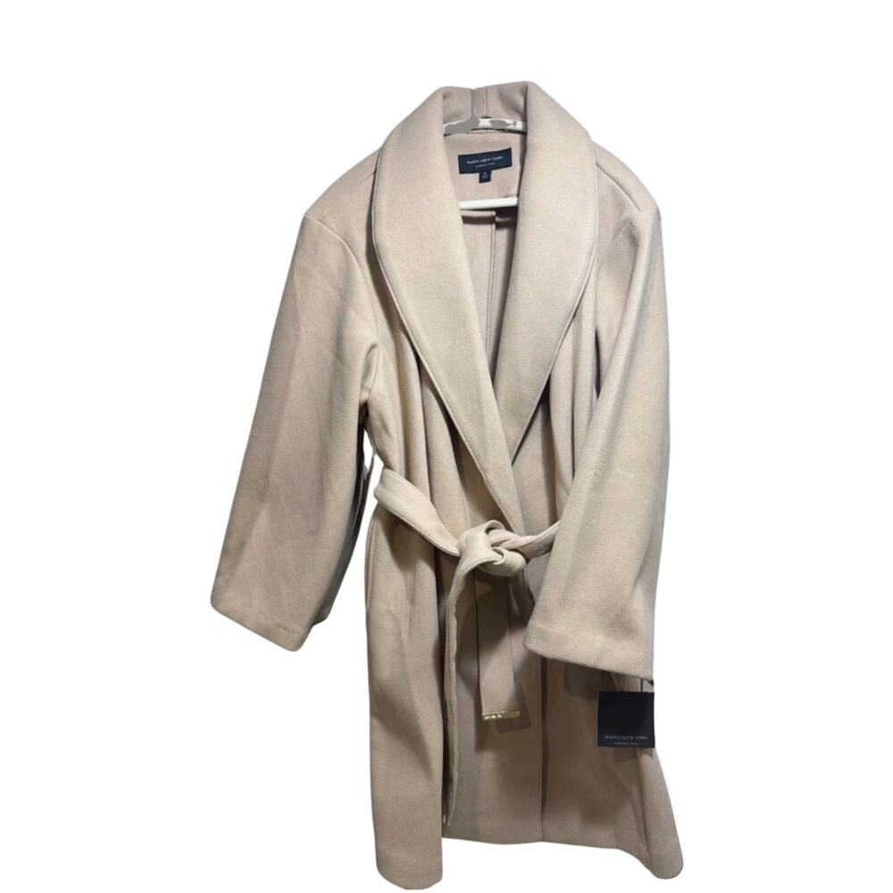 Marc New York Womens Palomino Cream Belted Shawl Collar Draped Coat NWT XL 16-18